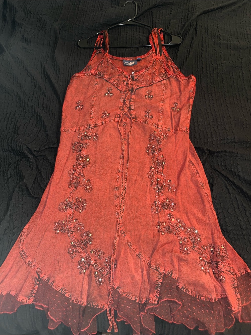 Red Embellished Midi Dress - OMI